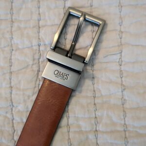 Chaps Tan Leather Belt with Silver-Tone Buckle